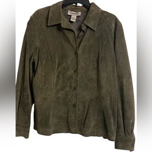Alfani L/P Green Leather Suede Jacket Outerwear